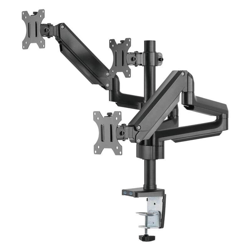 ذراع مراقبة Twisted Minds Premium Triple Monitors مثبتة على عمود من الألومنيوم مع منافذ USB ذراع مراقبة Twisted Minds Premium Triple Monitors مثبتة على عمود من الألومنيوم مع منافذ USB
